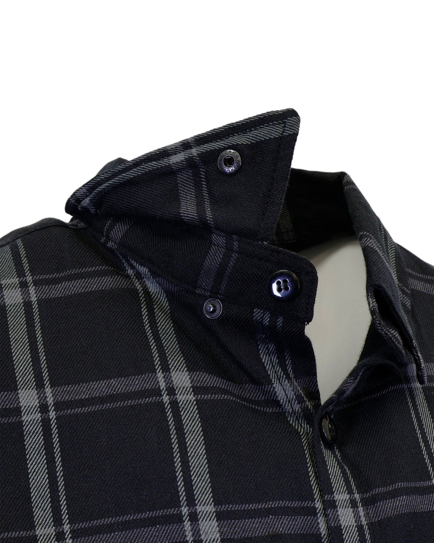 The "Slasher" Black & Grey Flannel (Hidden Snap Collars)