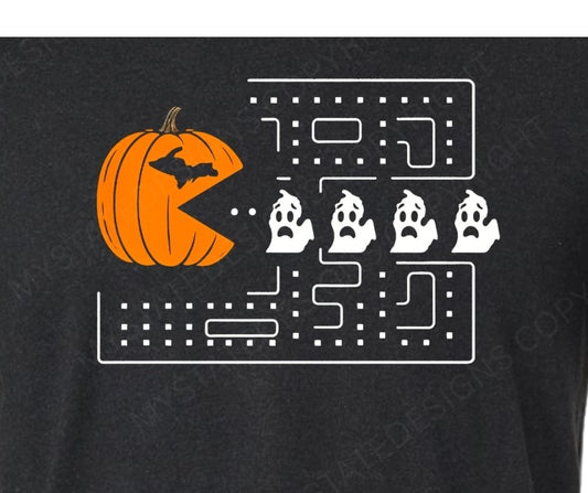 Halloween Michigan UP Eats the Mitten T-Shirt - Large
