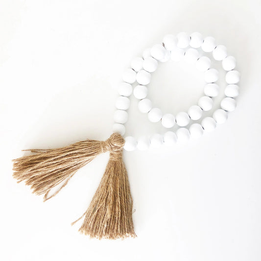 Wood Bead Garlands - White