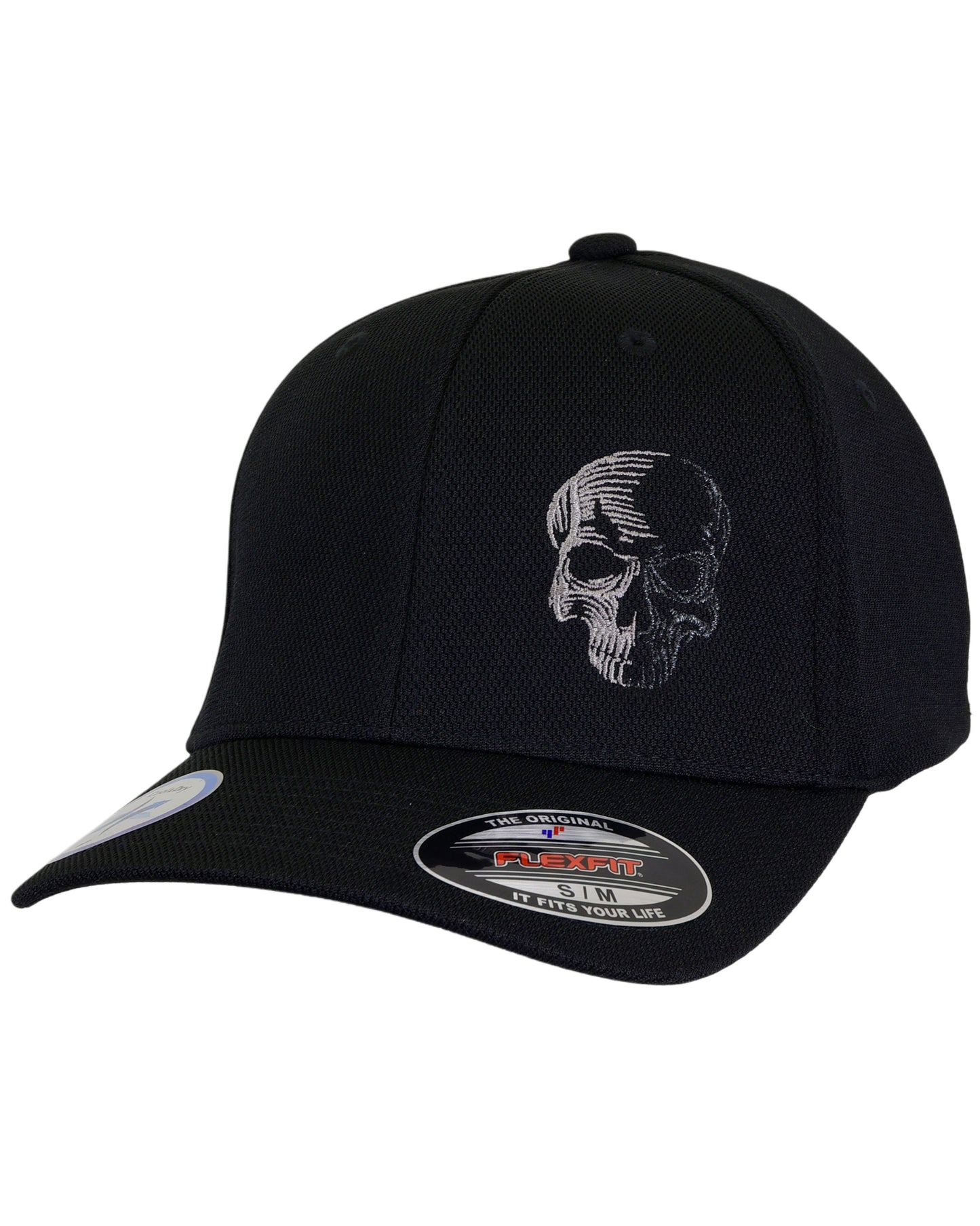 LIMITED EDITION! Medium Two-Tone Skull - Black "Never Fade" Fitted Cap