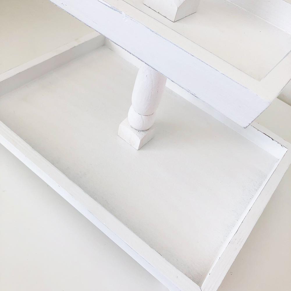 Foundations Decor Tiered Tray – Distressed White Rectangle 15"