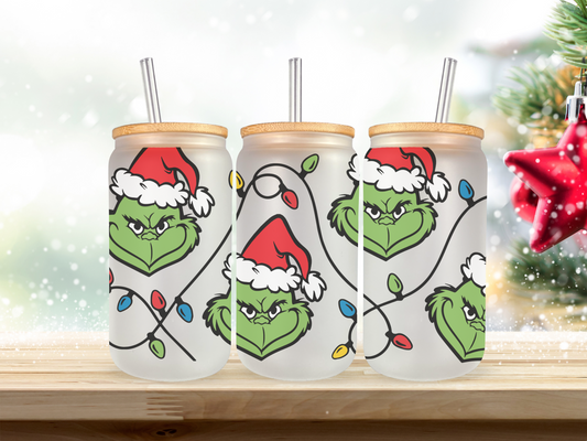 Grinch - Lights 20 oz Glass Cup