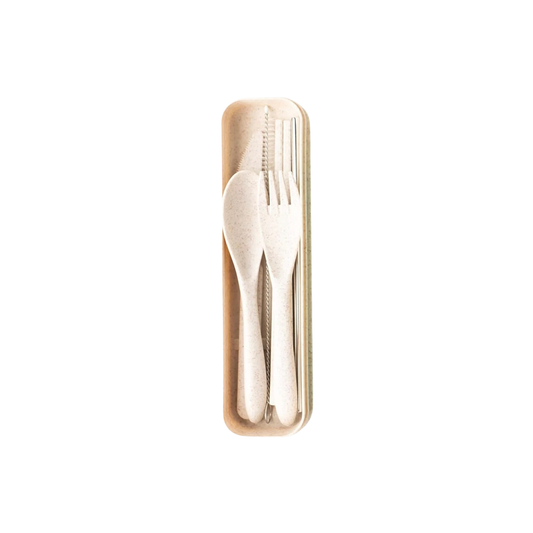 Krumbs Kitchen Wheat Straw On-The-Go Utensil Set - Cream