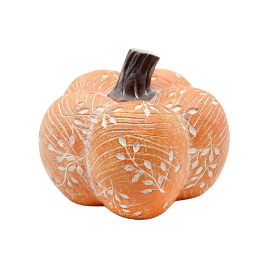 Wide Leaf Engraved Orange Resin Pumpkin