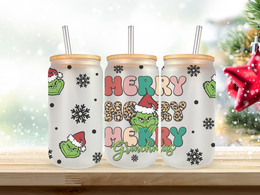 Grinch - Merry Merry Merry 20 oz Glass Cup