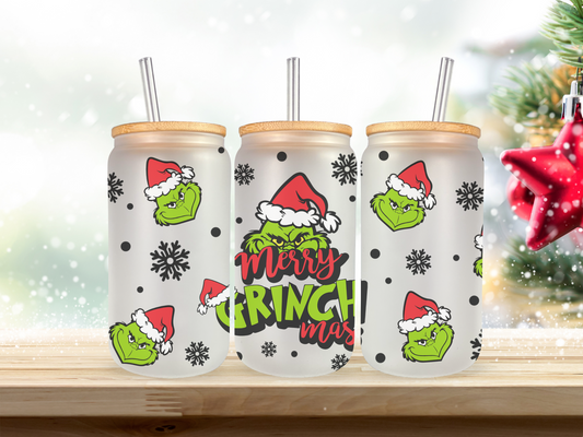 Grinch - Merry Grinchmas 20 oz Glass Cup