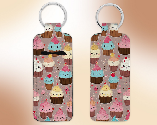 Cupcakes Chapstick / Lip Balm Keychain