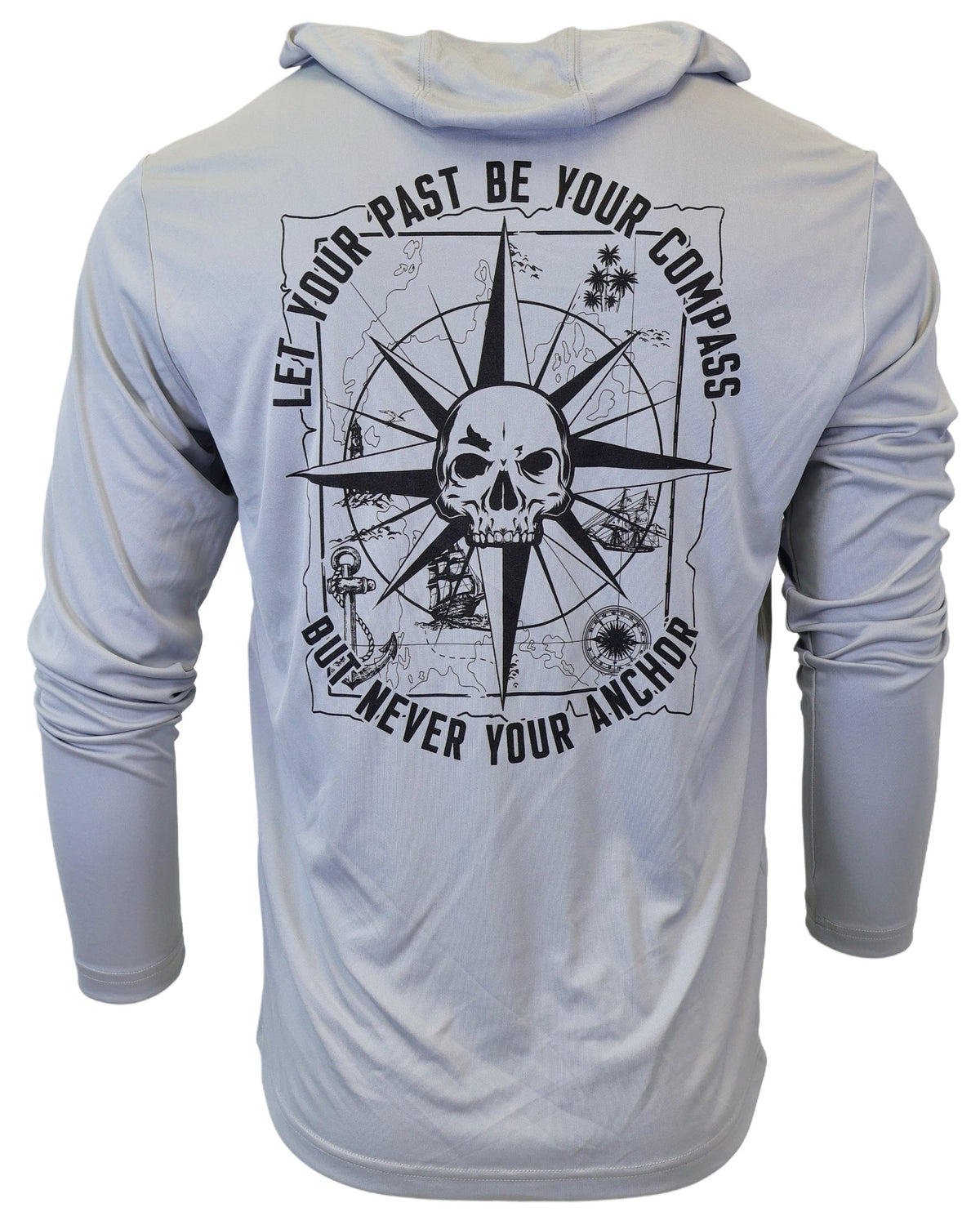 Unisex Nautical Compass Hooded UV Long Sleeve Tee