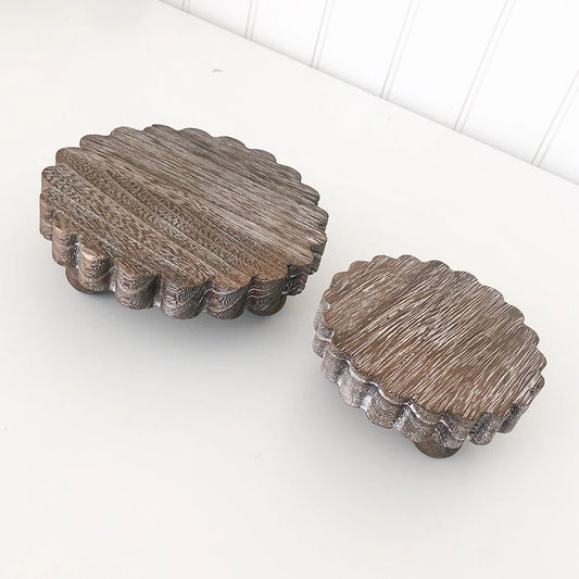Mini Scalloped Risers (Set of 2) - Brown