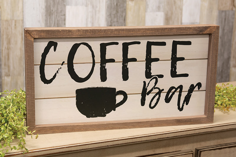 Coffee Bar Shiplap Framed Sign