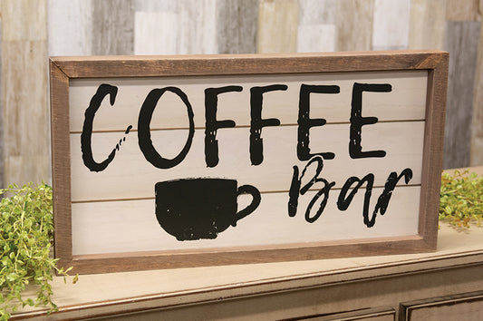 Coffee Bar Shiplap Framed Sign