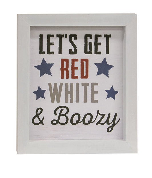 Red, White & Boozy Framed Sign