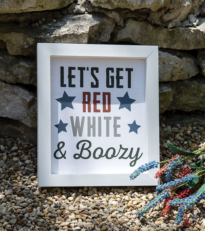 Red, White & Boozy Framed Sign