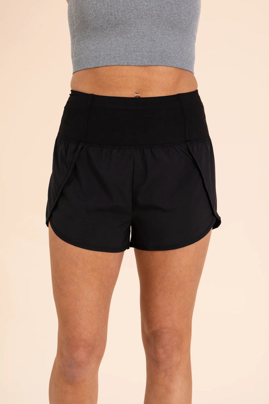Zenana Women's Casual Windbreaker Smocked Waistband Running Active Gym Shorts w/Built-In Inner Brief