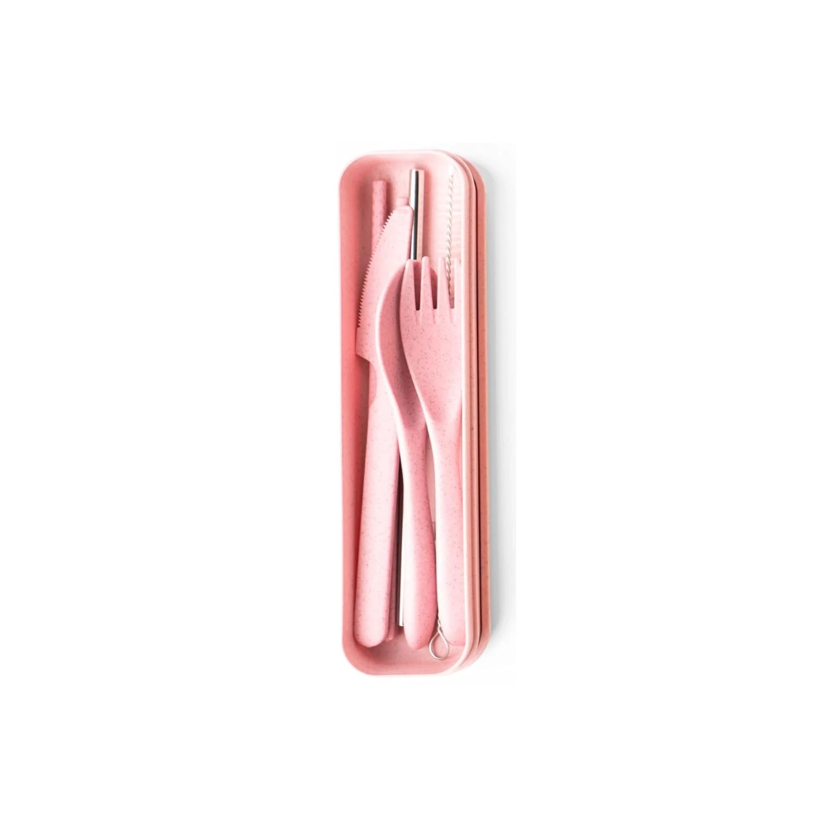 Krumbs Kitchen Wheat Straw On-The-Go Utensil Set - Pink