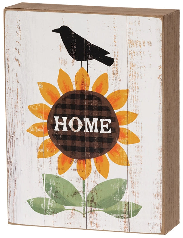 Crow & "Home" Sunflower Box Sign