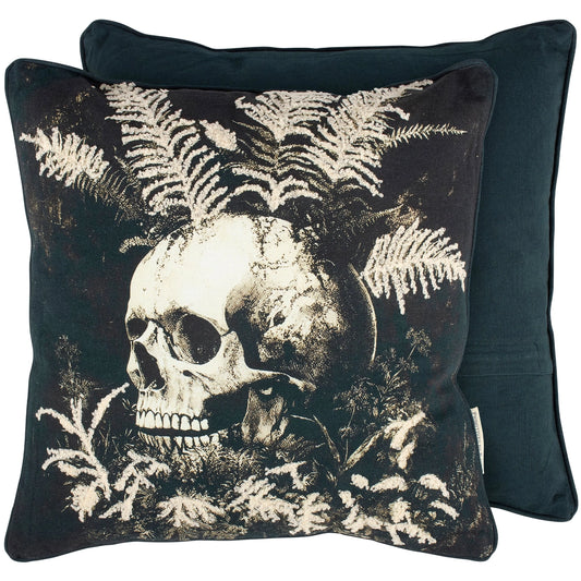 Dark Plant Skull Halloween Decorative Pillow – 14"