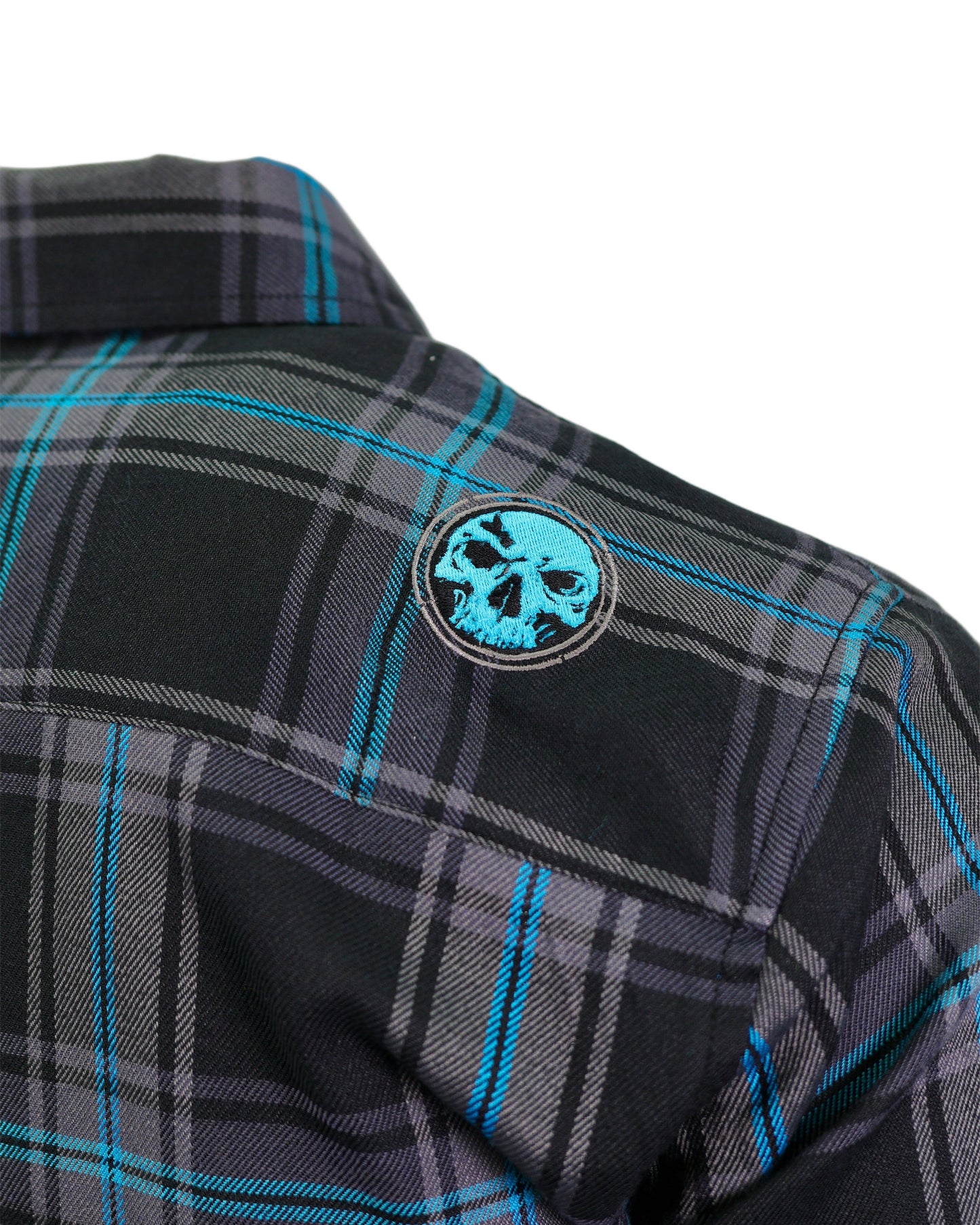 The "Redemption" Flannel - Teal, Black & Gray (Hidden Snap Collar)