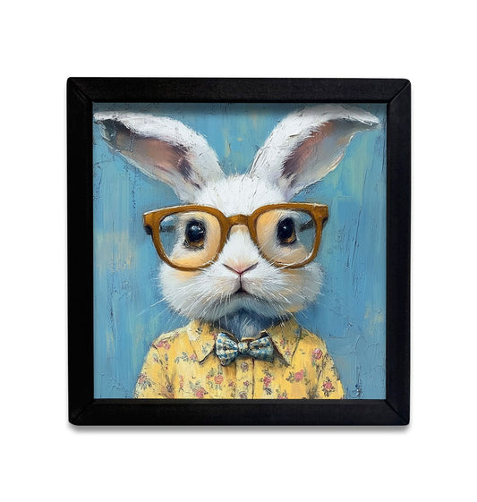 Yellow Shirt Bunny Framed Wall Art 12x12