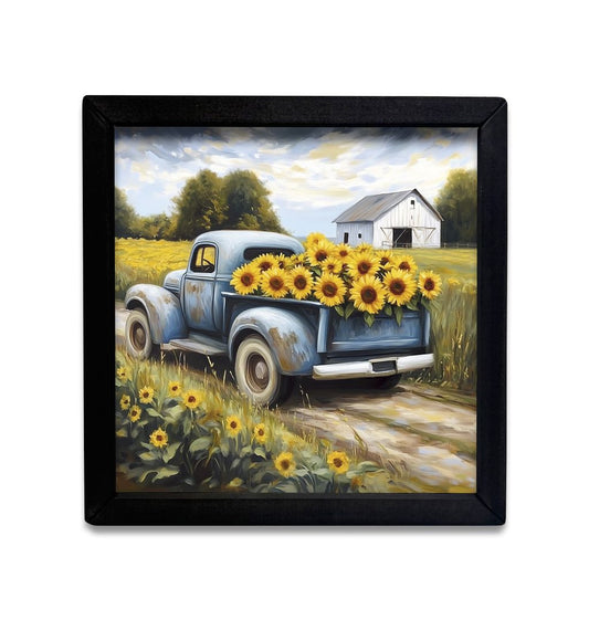 Farm Fresh Sunflowers Framed Wall Art 18x18