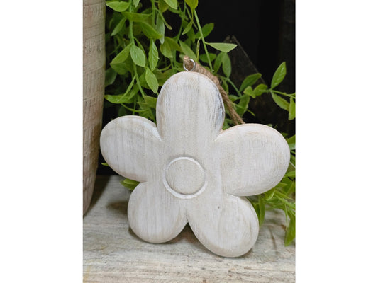 Whitewashed Flower Ornament