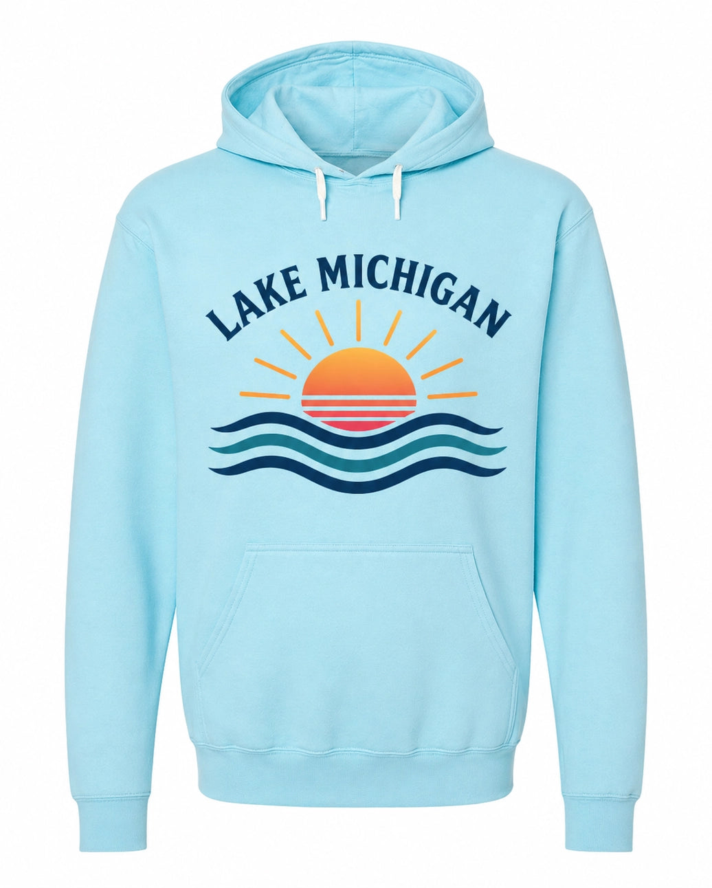 Lake Michigan Sunset Hoodie - Blue - Large