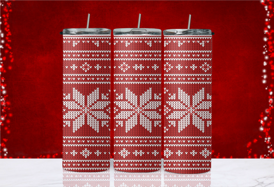 Knitted Red & White Snowflake 20 oz Skinny Tumbler