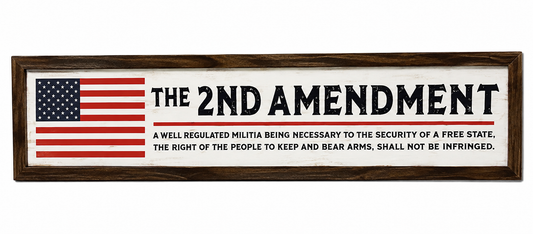 The 2nd Amendment American Flag Framed Wood Sign – 38"