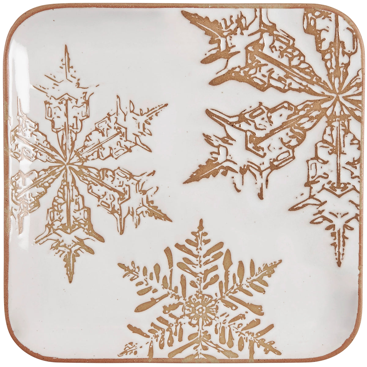 Snowflake Stoneware Tray – Rustic Christmas Serving Dish