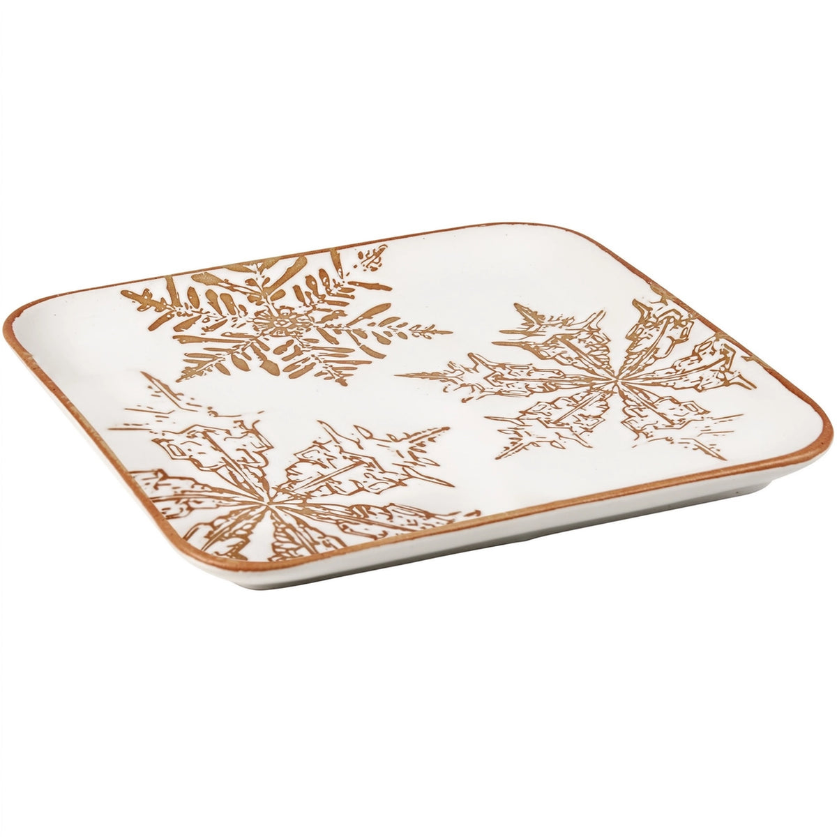 Snowflake Stoneware Tray – Rustic Christmas Serving Dish