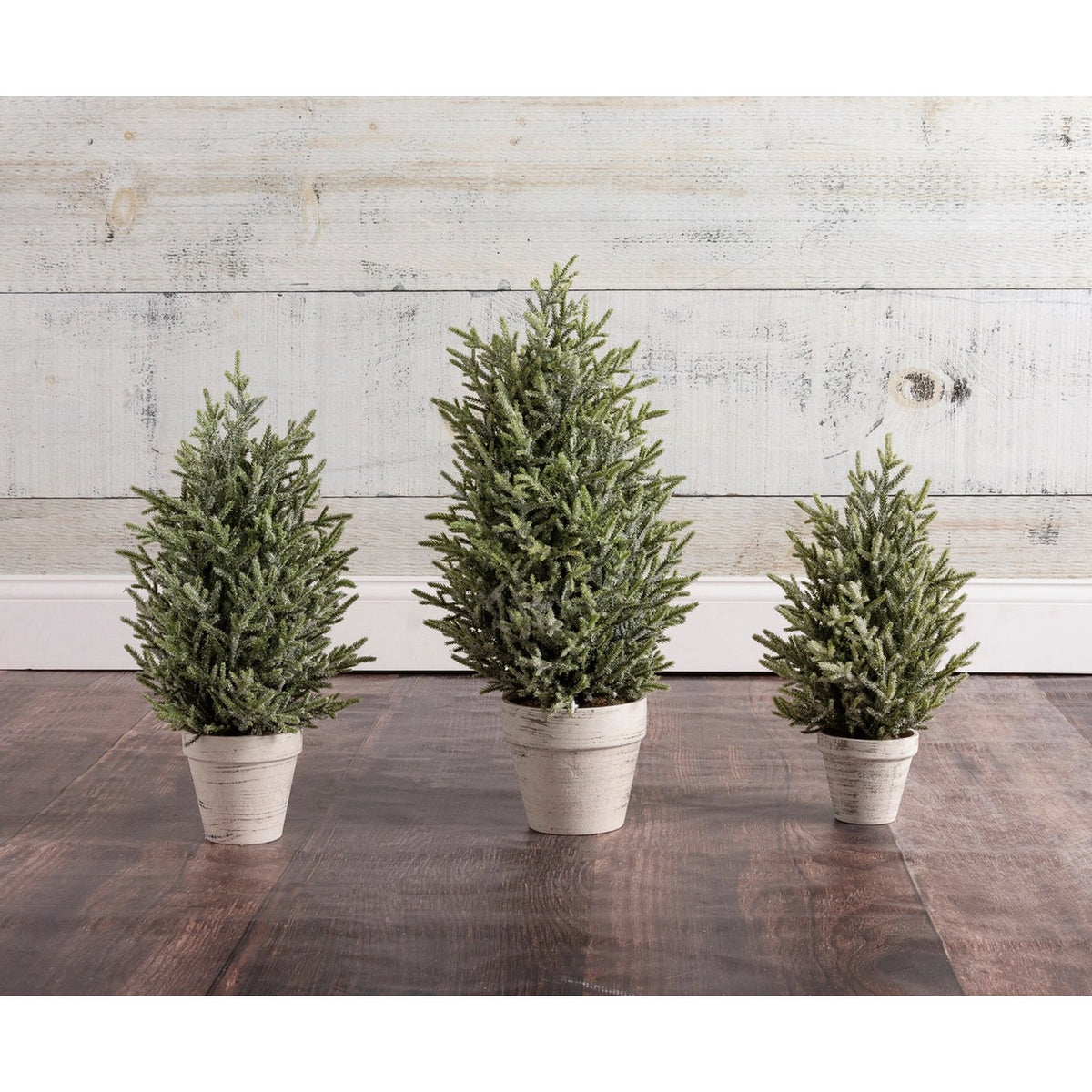 Ice 16" Glittered Bristle Christmas Tree with Flower Pot Base