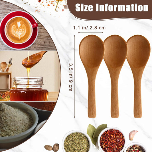 *Mini Wood Natural Tiny Spoons