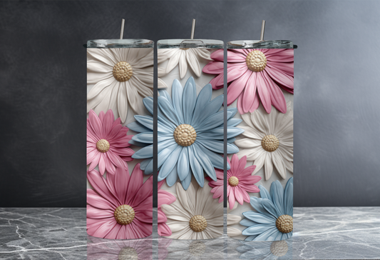 3D Daisies 20 oz Skinny Tumbler