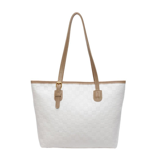 Checker Vegan Leather Tote Bag