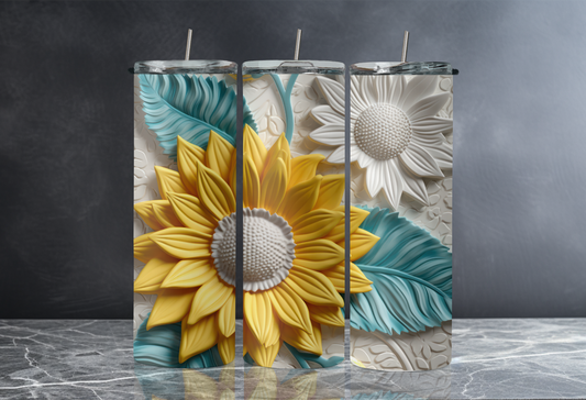 3D Large Sunflower 20 oz Skinny Tumbler