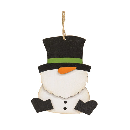 Wooden Snowman Gnome Christmas Ornament
