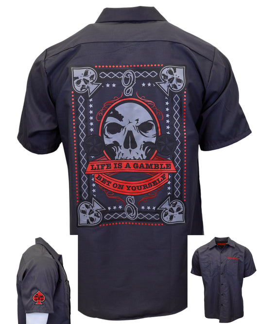 The "Gambler" Embroidered Industrial Shop Shirt