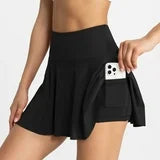 Women's High-Waist BLACK Athletic Skort with Pleated Skirt
