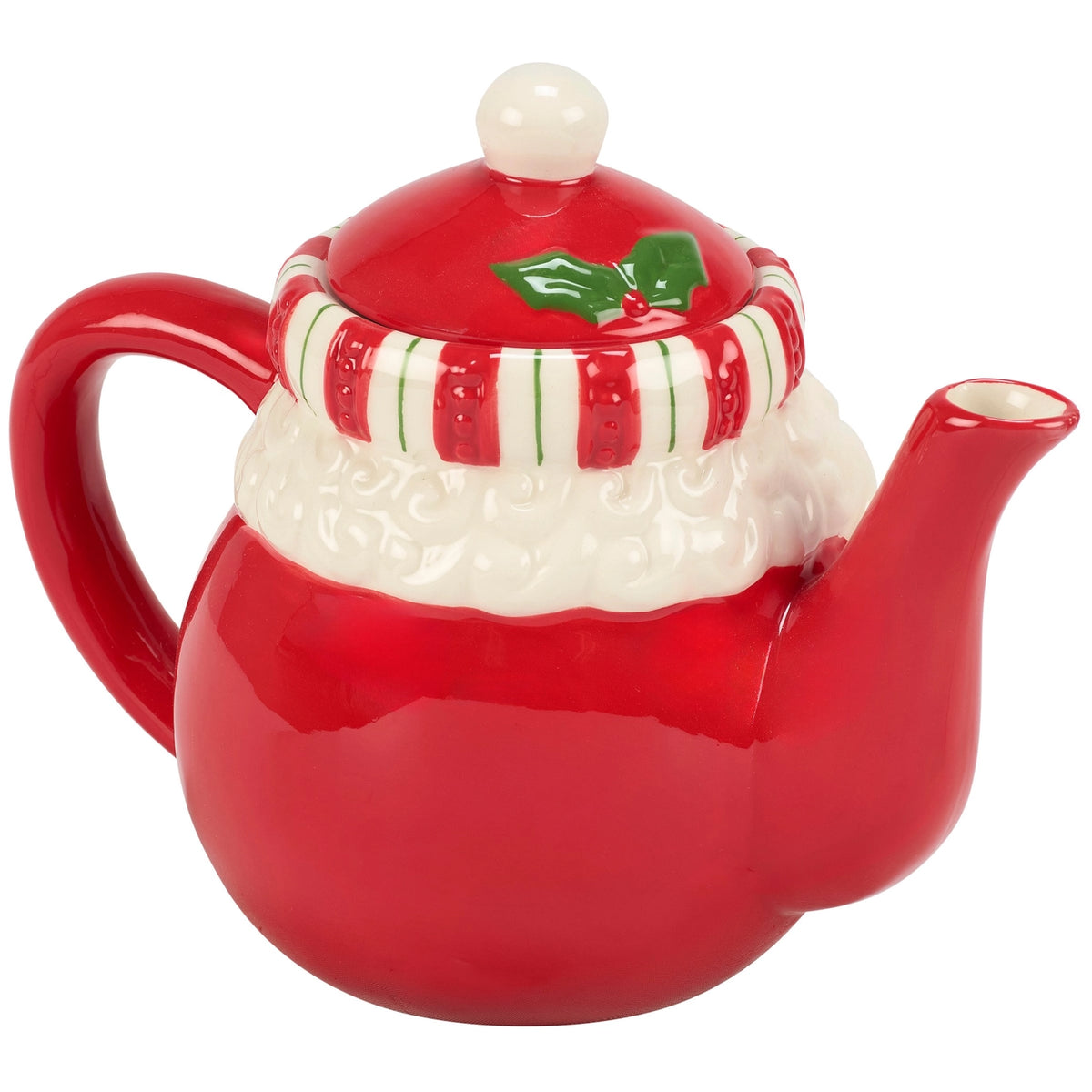 Jolly Santa Ceramic Christmas Teapot with Santa Hat Lid