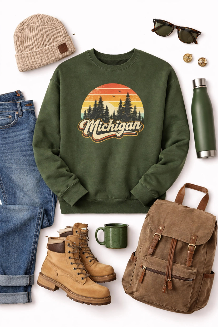 Retro Michigan Woods Crewneck Sweatshirt - Large