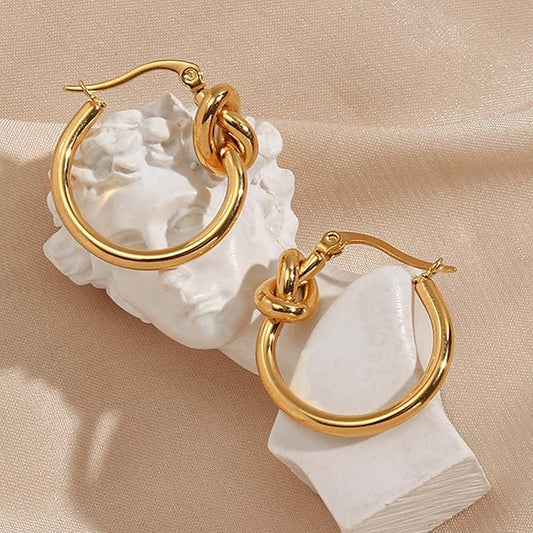 Knot Earrings for Women Gold Knot Huggie Hoop Earrings Small Open Hoops Earrings Danity Lightweight Statement Earrings Geometric Minimalist Jewelry