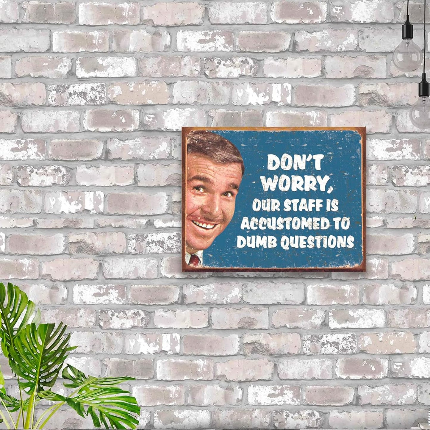 Don’t Worry Our Staff Is Accustomed to Dumb Questions Tin Wall Sign