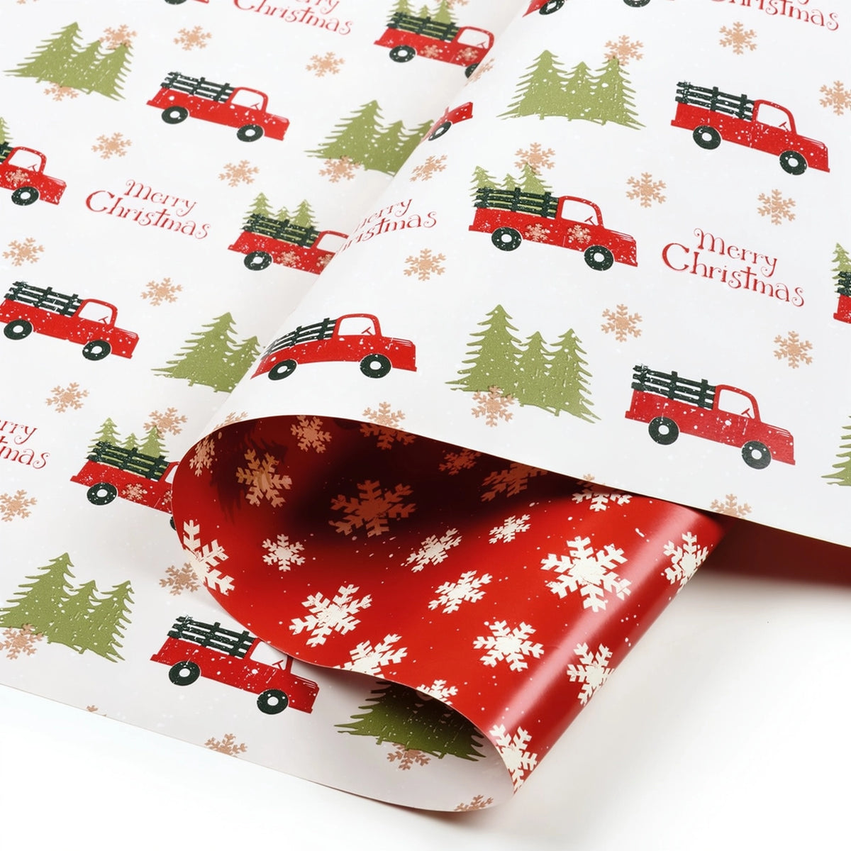 Truck Christmas Gift Wrap – Double-Sided Wrapping Paper Roll