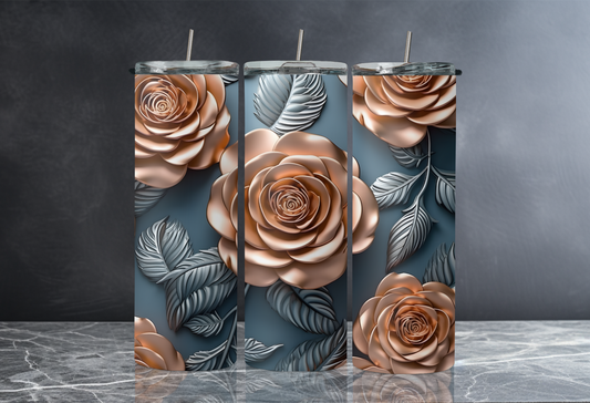 Gold Rose 3D 20 oz Skinny Tumbler