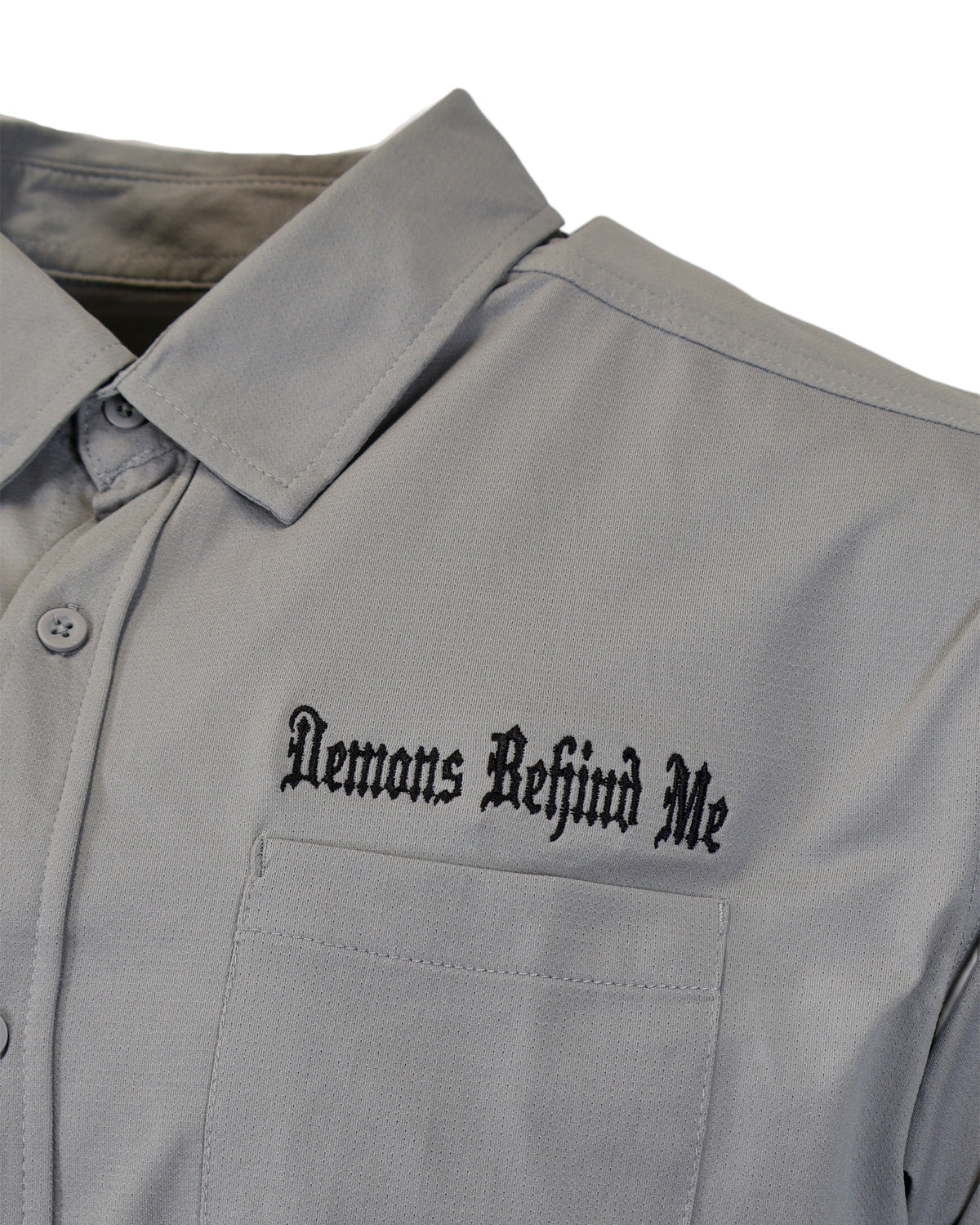 Micro-Perforated, Stretch Embroidered Button-Up