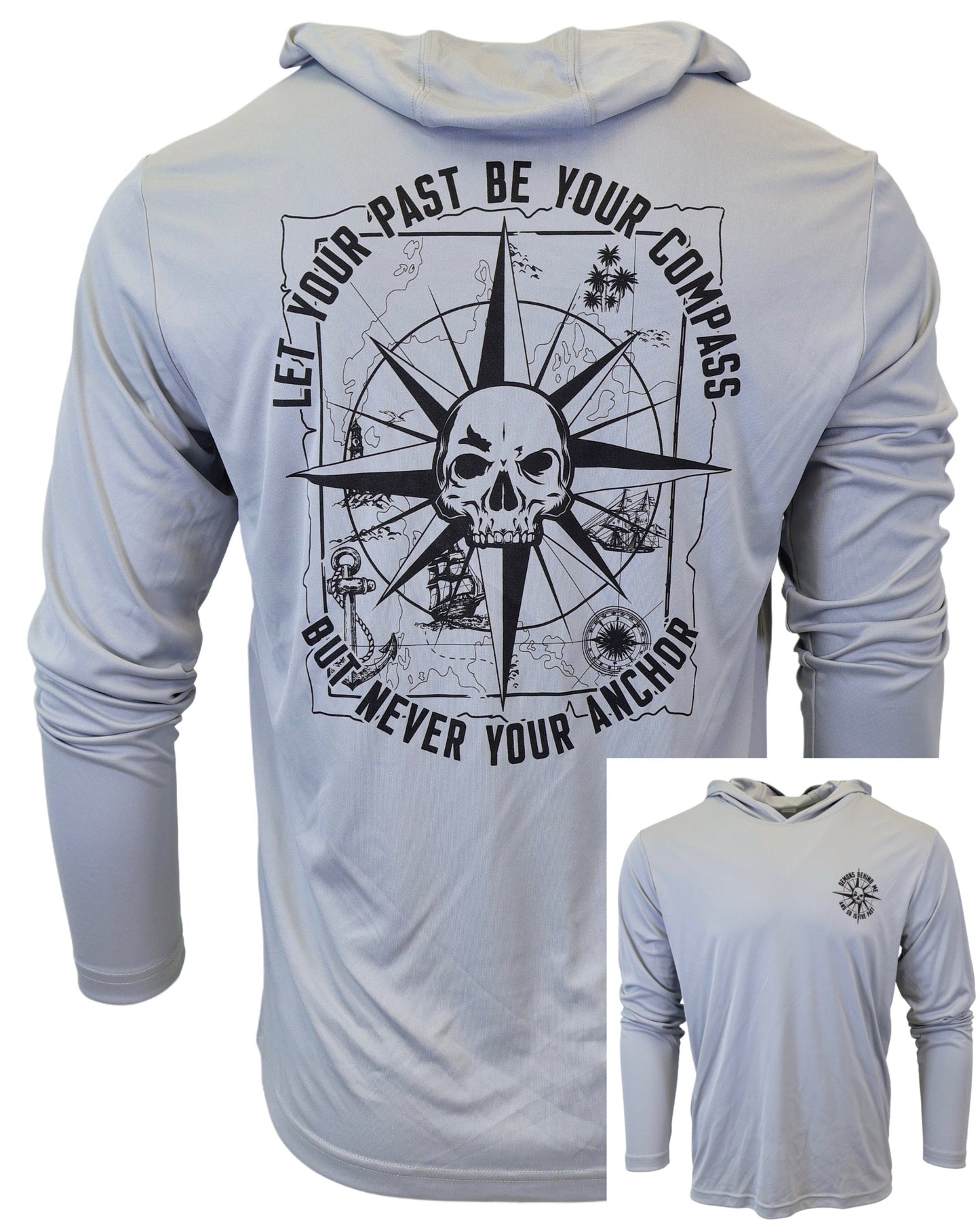 Unisex Nautical Compass Hooded UV Long Sleeve Tee