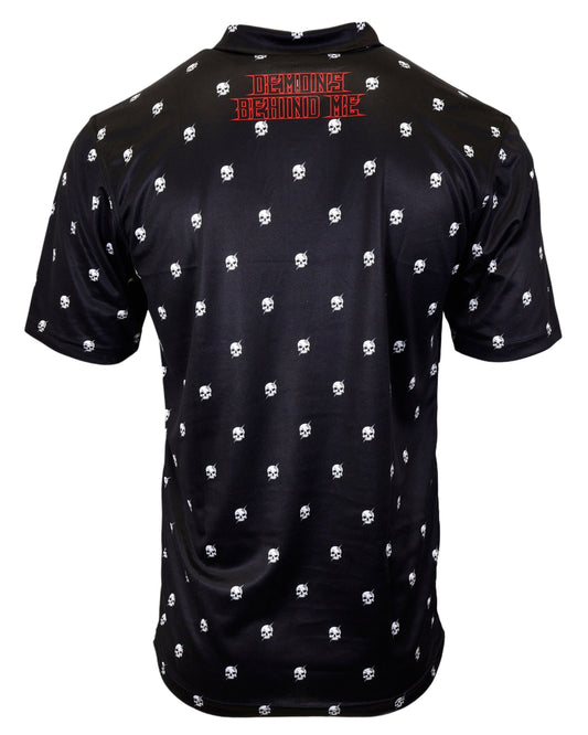 Bolt Skull Patterned Performance Polo