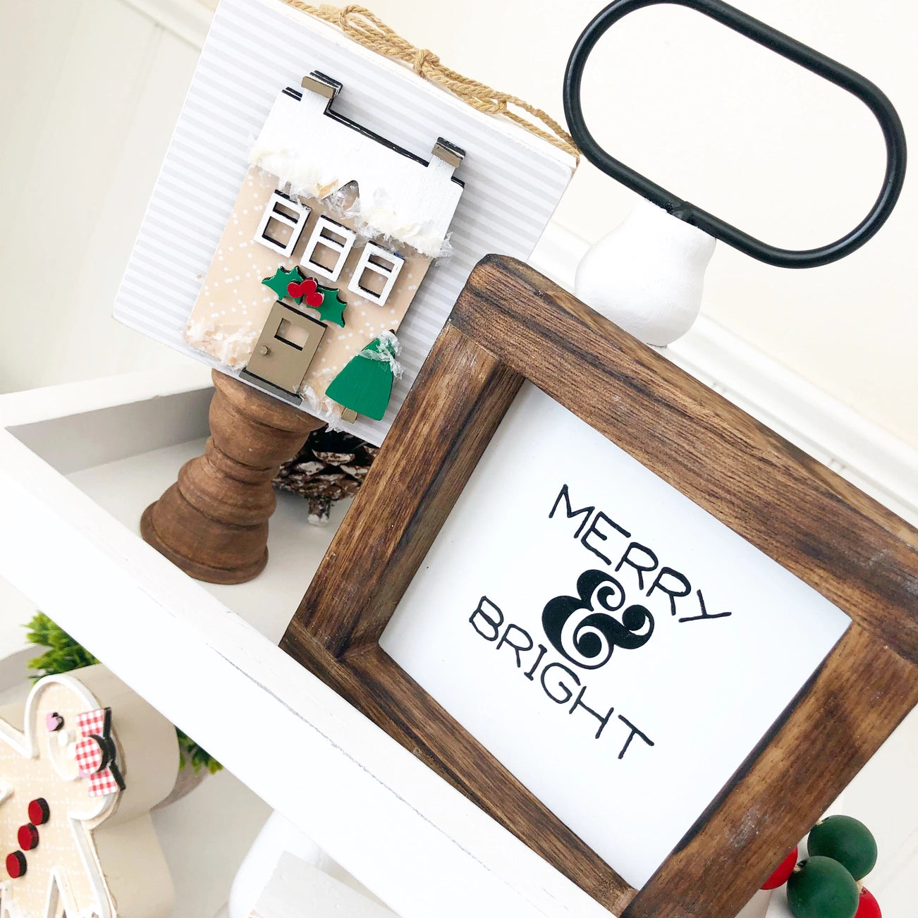 Foundations Decor Tiered Tray – Distressed White Rectangle 15"