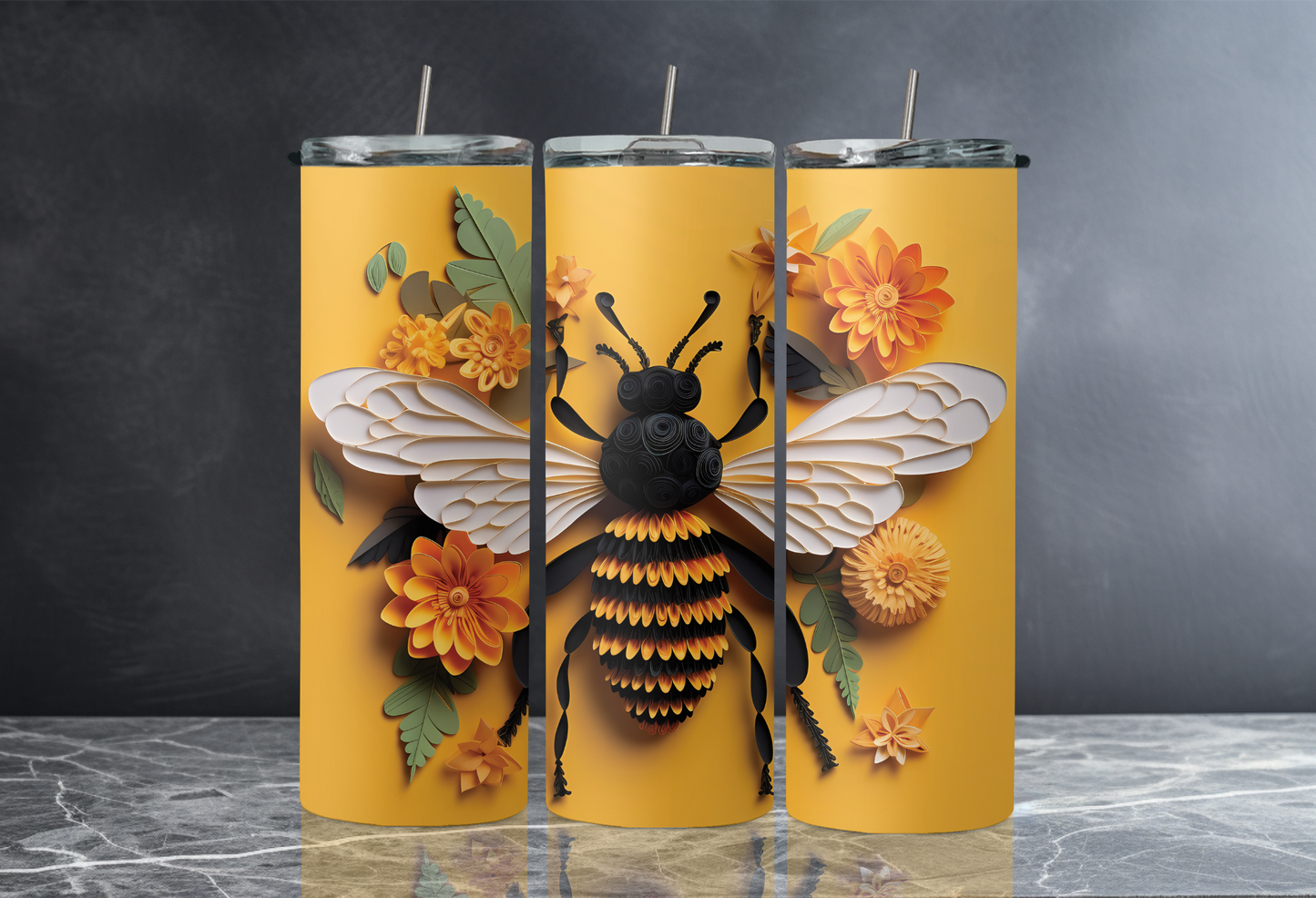 3D Bee 20 oz Skinny Tumbler