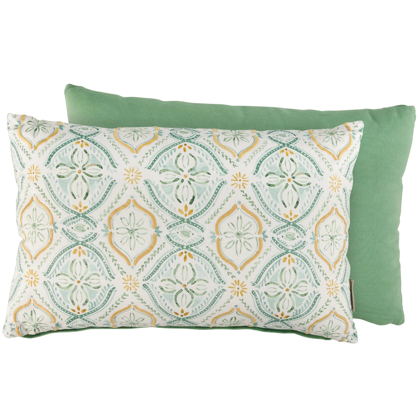 Green Beaded Floral Pillow